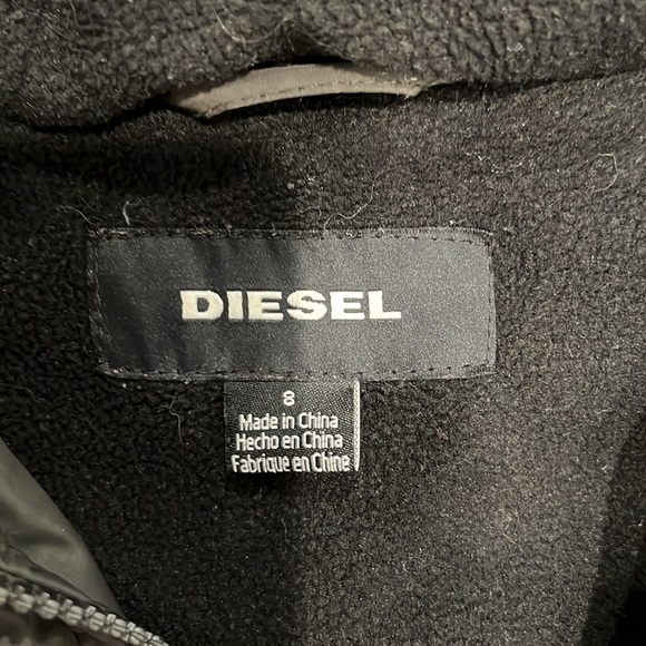 Diesel kids puffer jacket dark hunter green removable hood pockets button&zip 8 - Picture 2 of 16